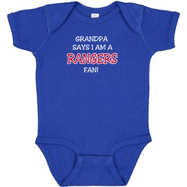 Curiositees Grandpa Dad Says I am a Rangers Fan Cute Baby Boy Bodysuit Outfit - Royal (Grandpa, Newborn)