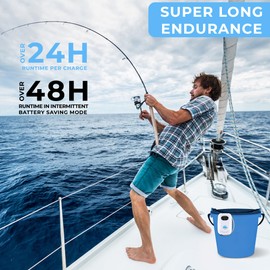 Hydro Charge | Aerator for Bait Bucket | Water Resistant, USB Rechargeable, 2W, 2200 mAh Battery Capacity, 24h Runtime per Charge, 48h on Battery Saving Mode | Minnow Bucket Aerator | Bait Bubbler