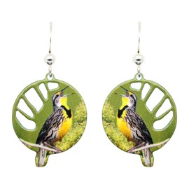 Western Meadowlark Earrings by d'ears Non-Tarnish Sterling Silver French Hook Ear Wire