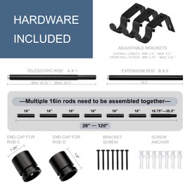 Byondeth Latest Curtain Rods for Windows 28 to 120 Inches Length Adjustable 1 Inch Diameter Window Heavy Duty Curtain Rod with Aluminium Finials Set for Outdoor, Farmhouse, Bedroom, Living Room, Black