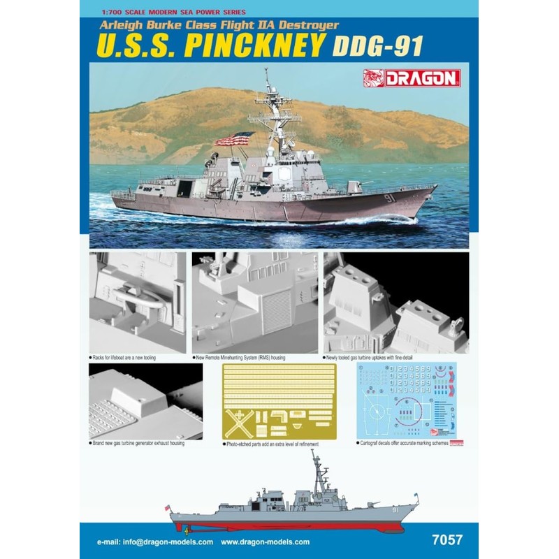 PLATZ DRAGON 1/700 USE, American Aegis Missile Destroyer Pinkney DDG-91
