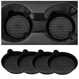BWBWND 4PCS Car Cup Holder Coasters, Non-Slip Silicone Auto Mug Mat Sift-Proof Recessed Drink Pads, Wave Pattern Vehicle Cup Holder Insert Water Bottle Mats for Women Men (Black)