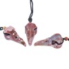 Lovionus89 Natural Crystal Stone Raven Skull Pendant Necklace Hand Carved