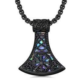 QHQPQ Viking Axe Necklace for Men 925 Sterling Silver Black Axe Celtic Knot Pendant Pagan Jewellery Norse Gifts for Women Boyfriend