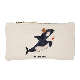 Mr. & Mrs. Panda Orca Cylinder Make-Up Bag, White, Hand Drawn