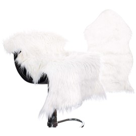 Brandsseller Faux Fur Rug Runner Bed Rug Cushion Lambskin Look and Super Soft (60 x 90 cm, White)