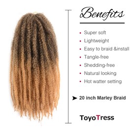 ToyoTress Marley Hair Crochet Braids - 20 Inch 6 Packs T27 Ombre Gold , Afro Kinky Curly Marley Braids Hair Extensions Synthetic Twist Crochet Braiding Hair
