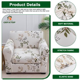 CRFATOP 2 Piece Soft Fitted Sofa Couch Cover Stretch Armchair Cover Slipcovers 1 Seat Chair Slip Cover with Arms Washable Furniture Protector for Living Room Pet Dog,(Small,C02)