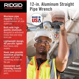 Rigid Aluminum Straight Pipe Wrench 11.8 inches (300 mm) 812