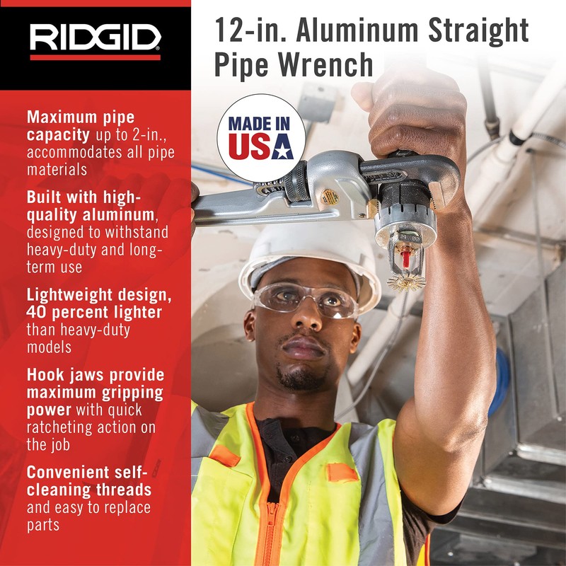 Rigid Aluminum Straight Pipe Wrench 11.8 inches (300 mm) 812