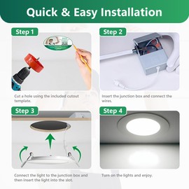 QPLUS Home 6-Pack 4-Inch Slim-Panel Recessed Light, White, 4000K Cool White