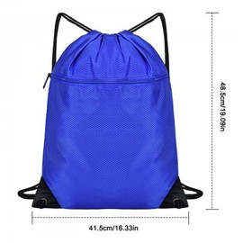 Daelesr Gym Bag Waterproof Sports Bag Drawstring Bag Gym Bag Hipster Oxford Swimming Bag with Zip Drawstring Backpack for Sports, Beach, Travel (Royal Blue)