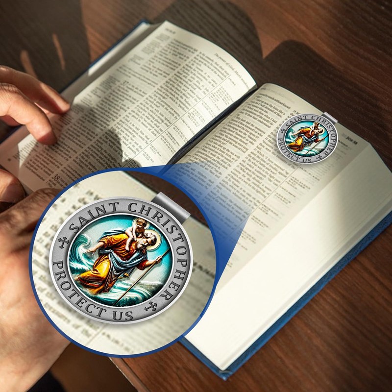 Saint Christopher Medal for Car, St Christopher Visor Clip, 3D