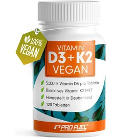 Vitamin D3 K2 Vegan - 120 Tablets with 5000 IU D3 + 200 mcg K2 (MK7) - Vitamin D3 Optimal High Dose and Vegan - Enough for 19 Months - Laboratory Tested with Certificate