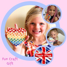 Crafty You Crafty Me - Rainbow Heart Mosaic Craft Kit Decoration, Arts and Crafts Gift Activity, Made in UK
