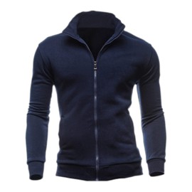 congluoki Sweaters for Men Cardigan Sweatshirt Hoodless Fleece Zip Up Jacket High Neck Lightweight Sueter Para Hombres Navy XXL
