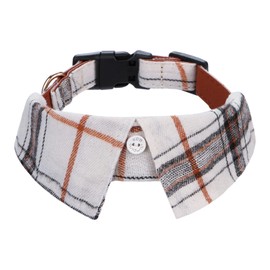 Faleela Collar de perro de algodón a cuadros suave y lindo, collar de perro con hebilla de liberación rápida, collar de corbatín ajustable para perros pequeños, medianos y grandes (mediano, beige)