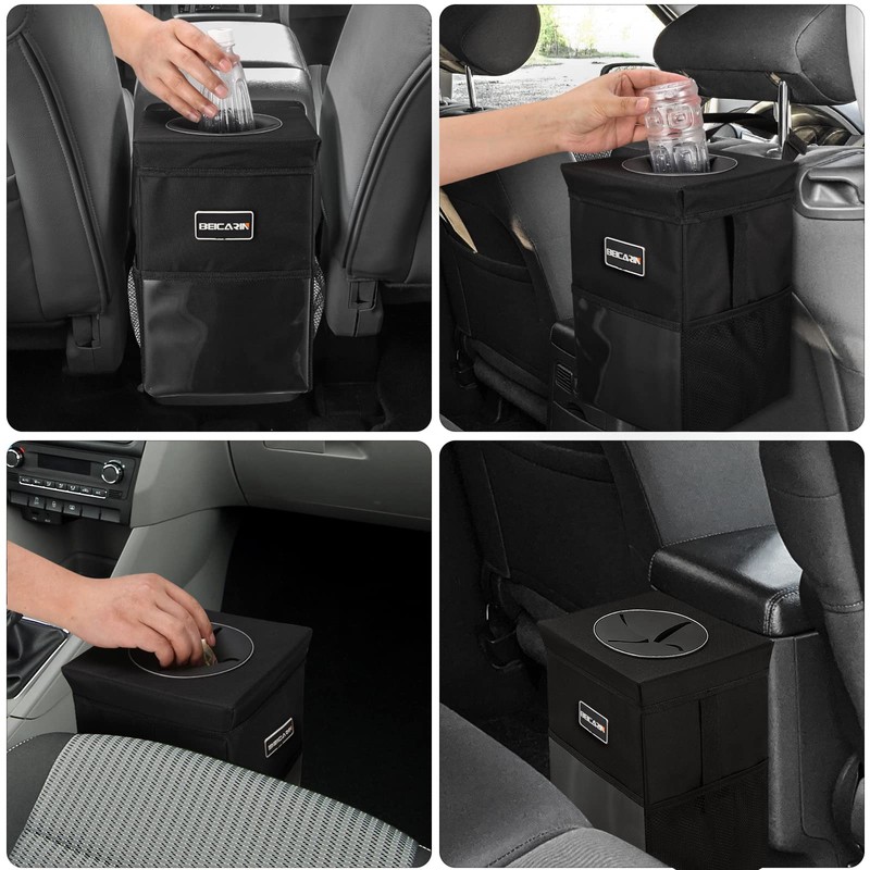 Car Trash Can with Lid - Trash Bag Hanging with