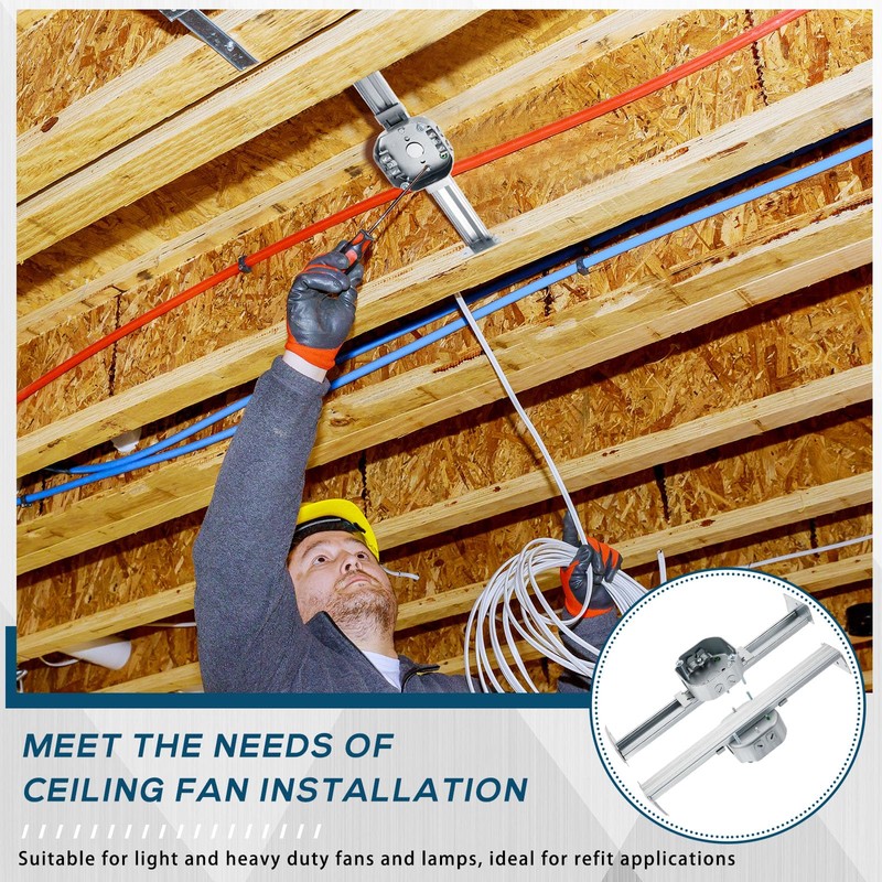 Therwen 8 Pcs Adjustable Fan Electrical Box Brace for Ceiling