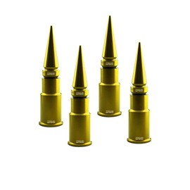 TRUE SPIKE 4 pc 24K Carat Gold Spike Tire Air Valve Stem CAPS Cover in Heavy Gauge CNC Machined Billet Aluminum Short Compatible with Ford Dodge Ram Toyota Nissan Chevy GMC Jeep Isuzu Kia Trucks SUV