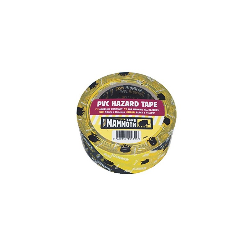 Everbuild Mammoth PVC Hazard Tape, Black and Yellow, 50 mm
