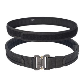 TACNEX Tactical Gun Belt MOLLE Battle Belt Rigger's Heavy Duty Belt Military Gear Utility Belt 1.75" Outer Belt & 1.5" Inner Belt with Quick Release Buckle BK M