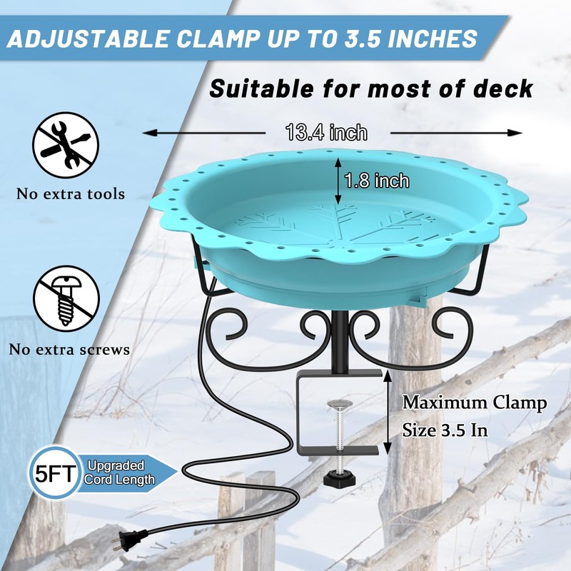Webuys Heated Bird Baths for Outdoors, 100W Heated Bird Bath