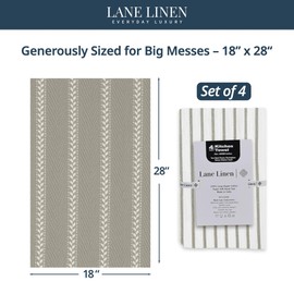 LANE LINEN Kitchen Towels Set - Pack of 4 Cotton Dish Towels for Drying Dishes, 18”x 28”, Absorbent Tea Towels, Quick Drying Kitchen Towel Set - Grey