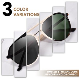 FONHCOO Retro Polarized Sunglasses for Women Men Oval Aviator Sunglasses with UV 400 Protection Lens