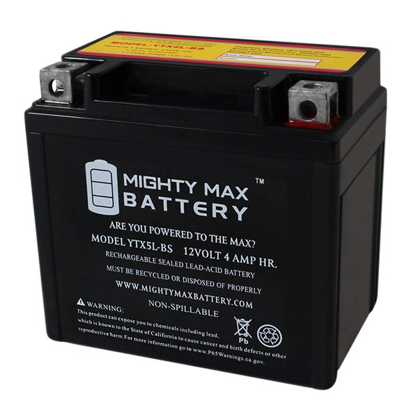 Mighty Max Battery YTX5L-BS 12V 4AH Battery Replacement for Honda