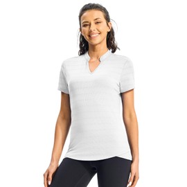 Rdruko Women's Hiking Shirts Short Sleeve UPF 50+ Sun Protection Lightweight Dry Fit Running Fishing Shirts(White, US L)