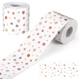 Zonon 65 Feet Bulletin Board Borders Boho Polka Dot Borders Roll Classroom Straight Rolled Border Trim Simply Stylish Natural Decorative Bulletin Board Border Back to School Decor