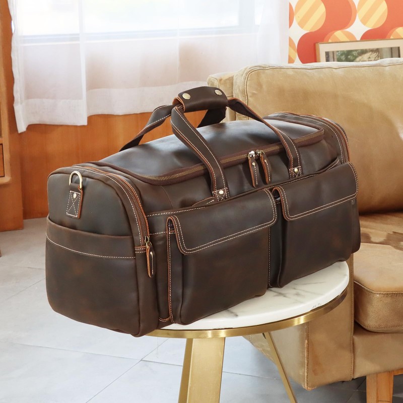 Polare 23" Duffel Thick Full Grain Cowhide Leather Gym Weekender