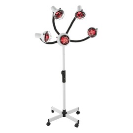 5 Head Infrared Heat Lamp Red Light, 750W Color Processor Machine, Adjustable Height, Portable Floor Hair Dryer for Salon, Coloring, Drying. (White)