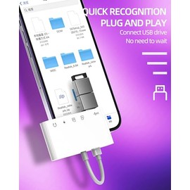 Lightning - Lector de tarjetas USB SD Micro SD de 3,5 mm para iPhone (5 en 1) adaptador de auriculares con conector de audio, cargador OTG AUX de memo