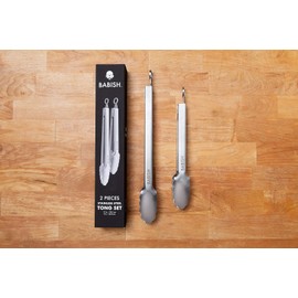 Babish - Juego de pinzas de cocina con bloqueo de 30,5 cm y 22,8 cm, acero inoxidable