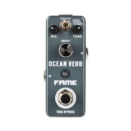 Fame Ocean Verb, Reverb Effect for Guitars, 3 Hall Effect Modes (Room, Spring, Shimmer), Decay, Tone and Mix Knobs, True Bypass, Compact Metal Case