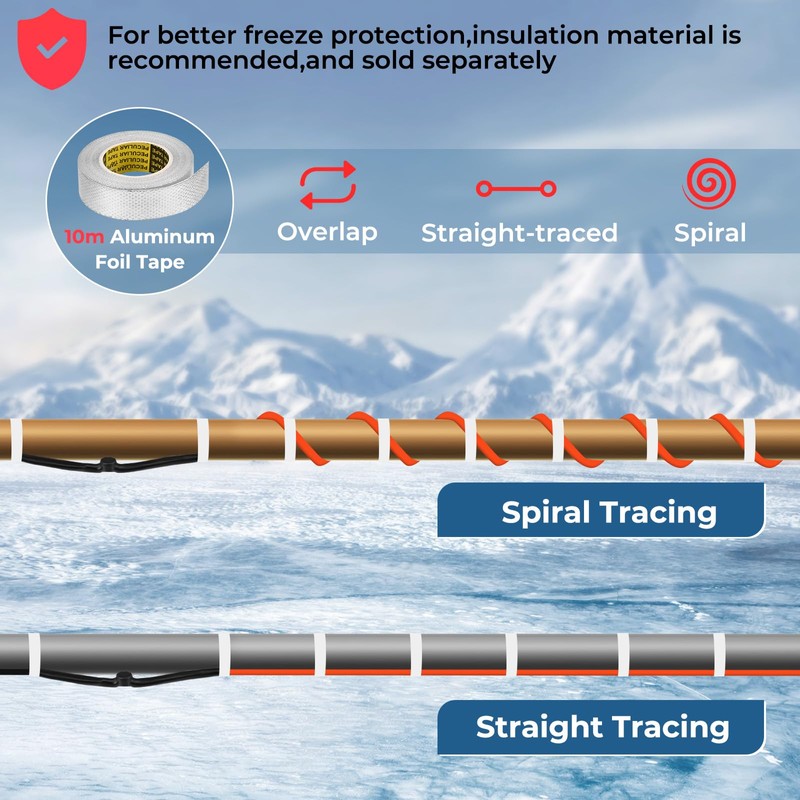 BDDFOTO Heating Cable - Pipe Heating 25W/m for Gutters and