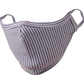 Touchstone Soft Cotton Knitted Face Mask - Medium Size Comfortable Washable Double Layer. (Pack of 3). Blue White Black