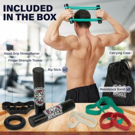 RIPEAGLE Rip Stick Workout Equipment - Adjustable Resistance Bands, Portable Upper Body Exercise Tool for Shoulder, Joint Rehab, Core, Muscle Building, Ripstick Home Gym Strength Training Accessories