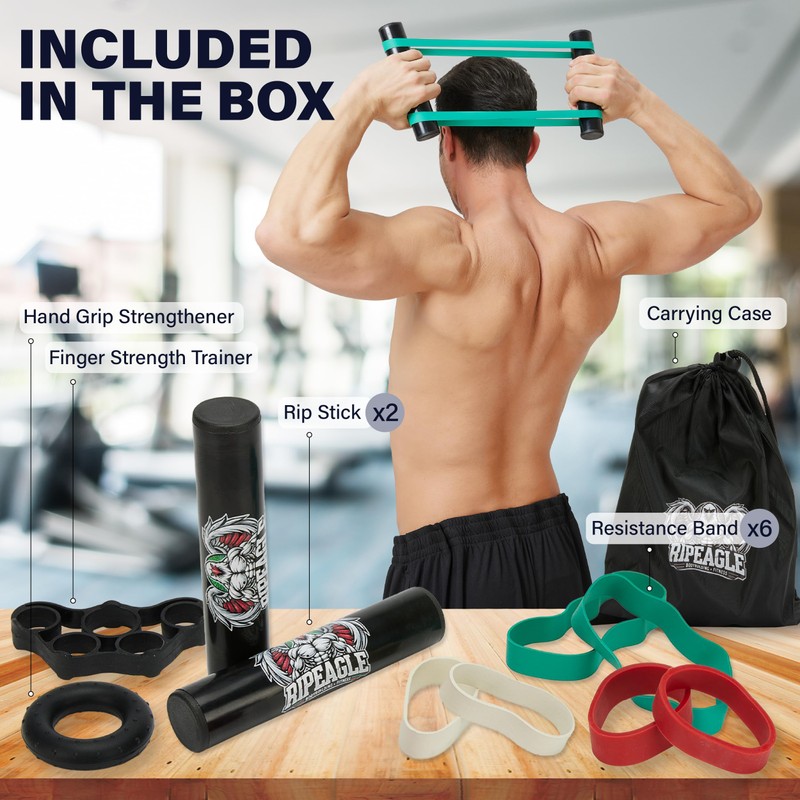 RIPEAGLE Rip Stick Workout Equipment - Adjustable Resistance Bands, Portable