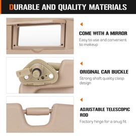 Left & Right Sun Visor for 2006-2011 Honda Civic EX LX Sedan SI Coupe, Driver & Passenger Side Beige Sunvisor Replacement 83280-SNA-A01ZC 83230-SNA-A01ZC