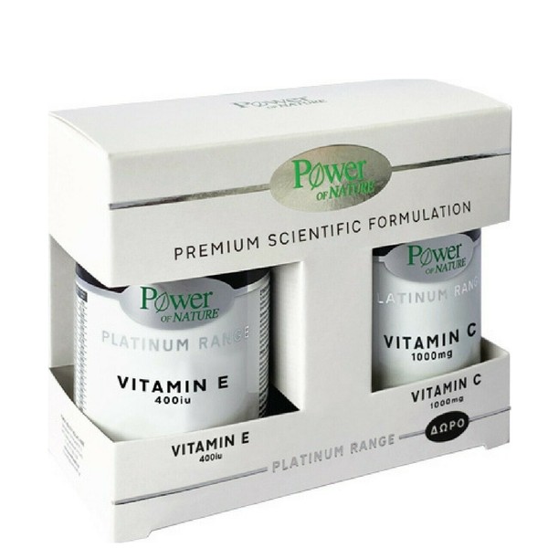 Power Platinum Vitamin E 400iu, 30 Caps & Vitamin C