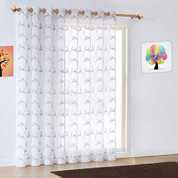 Warm Home Designs 1 Cortina Blanca Transparente Extra Ancha con