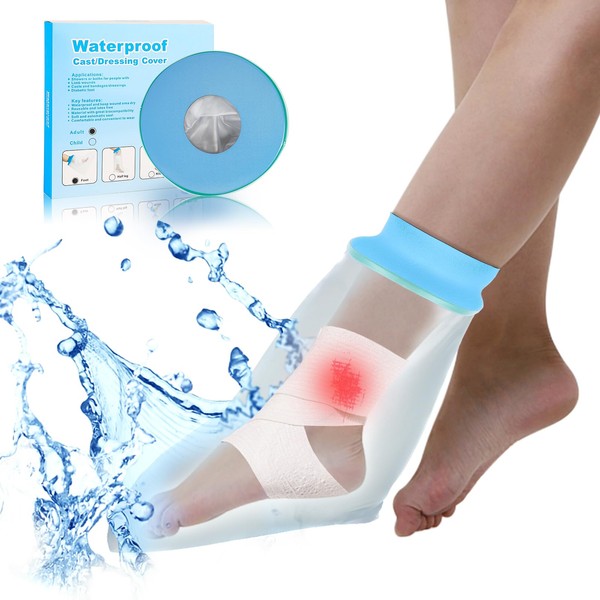 SUPERNIGHT Waterproof Foot Cast Cover for Shower and Bath Reusable Sealed Watertight Foot Protector - Bandage Protector for Foot and Ankle Wounds - Perfect for Casts and Dressings - Anti-Slip