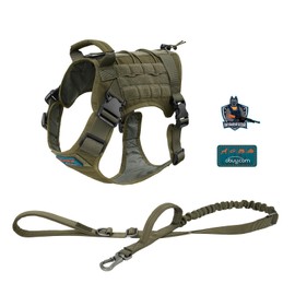 OIFE Tactical Dog Vest with 300 kg Lead, Adjustable Dog Vest with Handles, Lightweight and Robust Dog Vest, Suitable for Medium and Large Dogs for Dog Training, Travel, Hiking