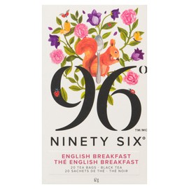 96° English Breakfast Tea - 20 Pyramid Tea Bags, Individually Wrapped, Full Bodied, Everyday, Biodegradable Plant-Based Bags