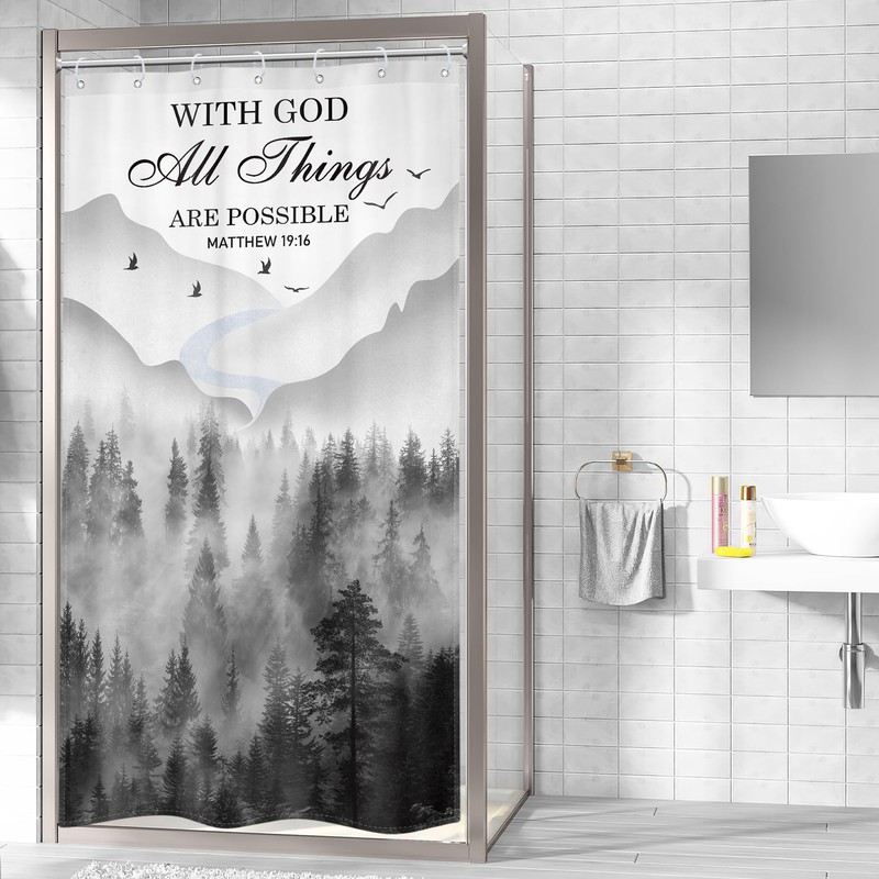 Riyidecor Bible Verse Quotes Scriptures Shower Curtain for Bathroom Decor