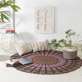 Popular Handicrafts Popular Round tapestry Indian Mandala Roundie Beach Throw Tapestry Hippy Boho Gypsy Cotton Tablecloth, Round Yoga, picnic sheet