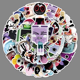 Dandy's World Stickers Pack of 50 Vinyl Cartoon Funny Game Stickers for Laptop Skateboard Water Bottles Motorcycle Suitcase Luggage Scrapbook Bicycle Waterproof Cute Stickers for Adults Girls